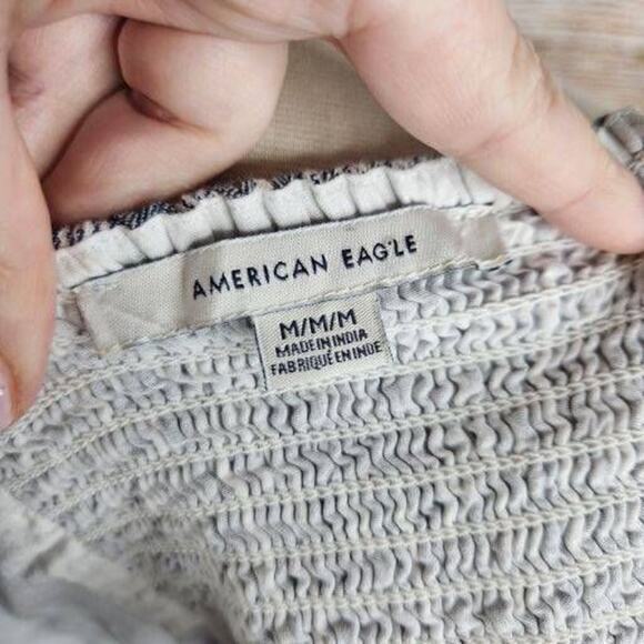 American‎ Eagle Outfitters Women's Striped Blue White Crop Top Size Medium - Picture 6 of 7